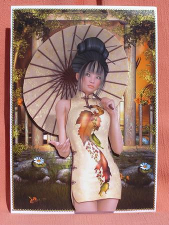 Waiting for the Rain (oriental Autumn) Card Front by Susan Smith