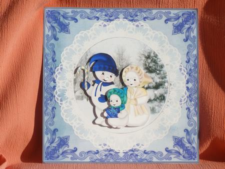 Christmas Snow Family 8 x 8 Card Topper by Susan Smith