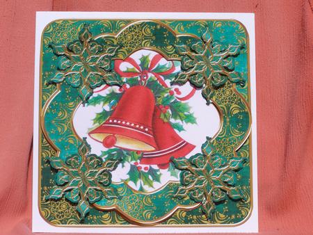 Christmas Bells Green Flake Fancy 8in Decoupage Cf Kit by Susan Smith
