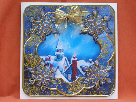 Blue Rooftops Flake Fancy 8in Decoupage Cf Kit by Susan Smith