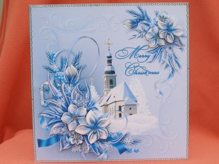 8x8 Snowy Church with Winter Flowers 1 by Susan Smith
