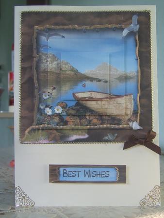 A Boat on a Shore in a Nautical Frame Pyramid by Susan Smith