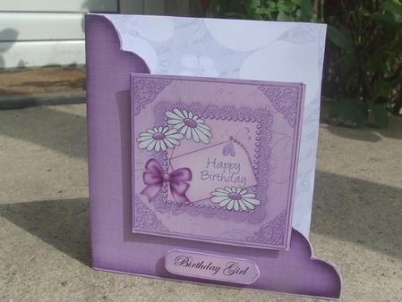 Daisies on Metallic Lace Cut and Fold Corner Card by Susan Smith