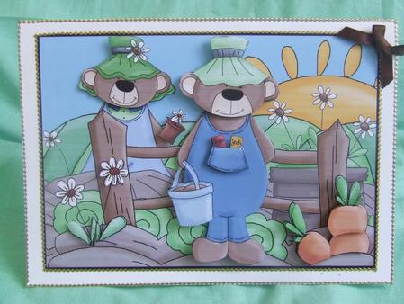 Bears in the Garden Decoupage Topper by Susan Smith