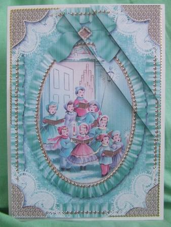 Christmas Carol Singers Lace Ruffle Duo Corner A5 Stacker by Susan Smith