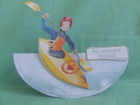 Canoe/kayak Dude Wobble Card. by Susan Smith
