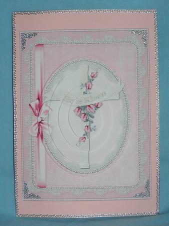 He is Risen Easter Cross Pyramid Pink by Susan Smith