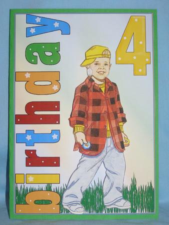 Birthday Boy Age Four Decoupage by Susan Smith