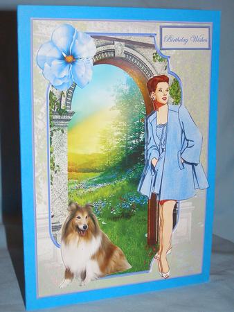Countryside Walk with Her Dog, Bracket Scene Card Front by Susan Smith