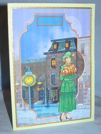 Lady Walking in a Victorian Street Bracket Scene Card by Susan Smith