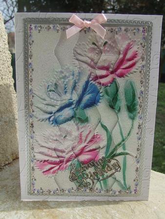 Embossed Effect Carnations Wavy Stacker by Susan Smith