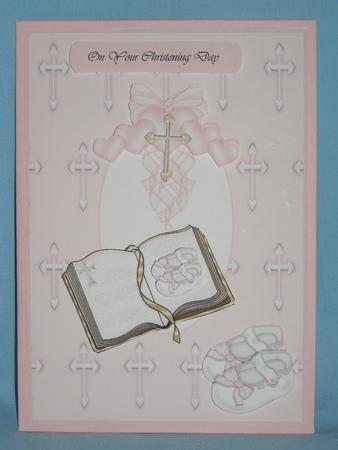 Girl Christening with Pink Bankground by Susan Smith