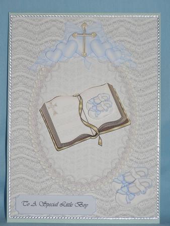 Baby Boy Lace Christening Card by Susan Smith