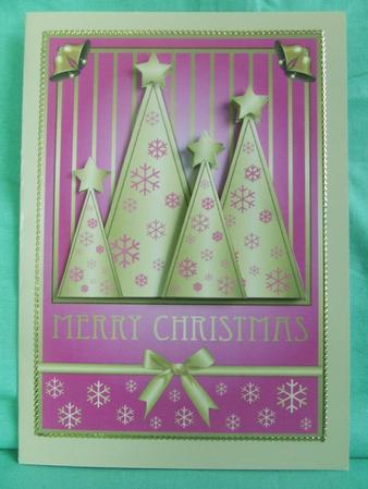 Snowflakes Christmas Trees Decoupage Pink by Susan Smith