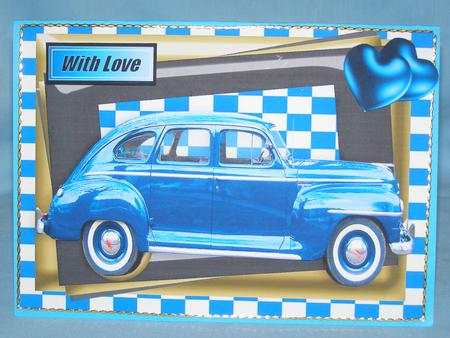 Blue Vintage Car with Heart Balloons by Susan Smith