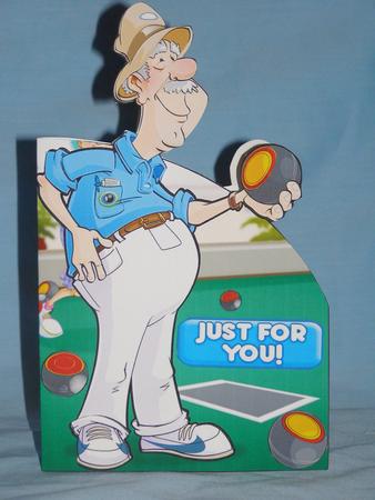 Indoor Lawn Bowler Dude Shaped Card by Susan Smith