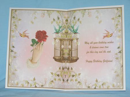 Happy Birthday Girlfriend Vintage Rose Insert by Susan Smith