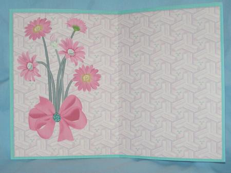 Green Framed Pink Daisy Background by Susan Smith