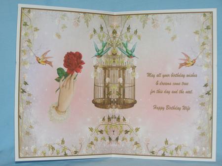 Happy Birthday Wife Vintage Rose Insert by Susan Smith
