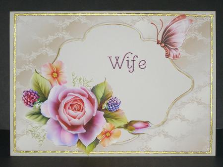 Wife English Rose Card Front by Susan Smith