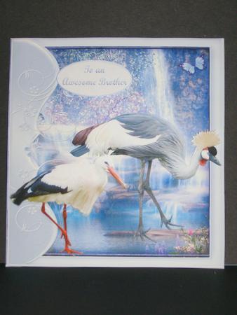 Waterfall Cranes Card Topper with Decoupage by Susan Smith