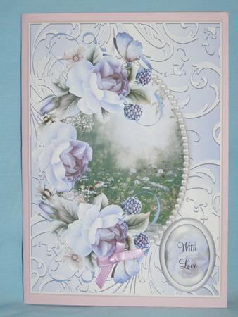 Beautiful English Roses with Meadow View by Susan Smith