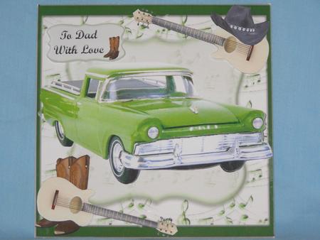 Guitar Music with Green Ranchero Car and Decoupage by Susan Smith