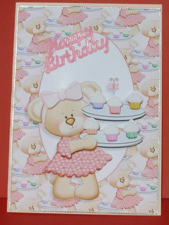Teddy Bear Cupcakes Blank Card Front with Decoupage by Susan Smith