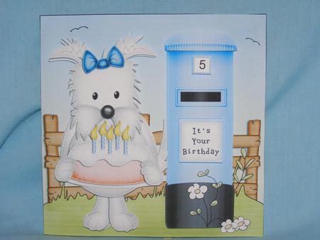 Westie Dog N Postbox Quick Card N 3D Decoupage by Susan Smith