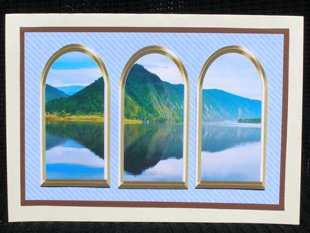 Three Arches Card - Mountain Reflections -blue by Susan Smith