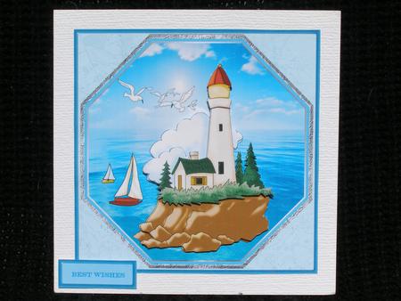 Lighthouse Card Front with Decoupage by Susan Smith