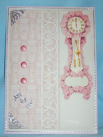 Grandfather Clock with Pink Flowers Quick Card by Susan Smith
