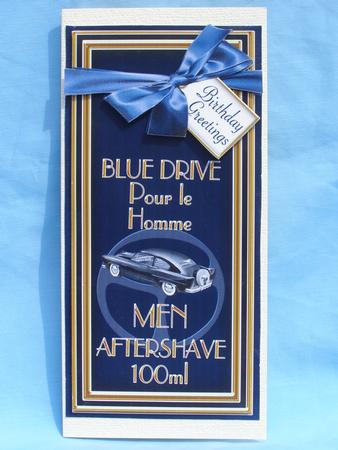 Blue Aftershave Birthday Greetings Dl Topdown Topper by Susan Smith