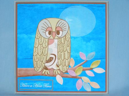 Owl in the Moonlight Card Front with Decoupage by Susan Smith