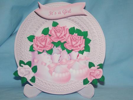 It's a Girl Plate & Stand by Susan Smith