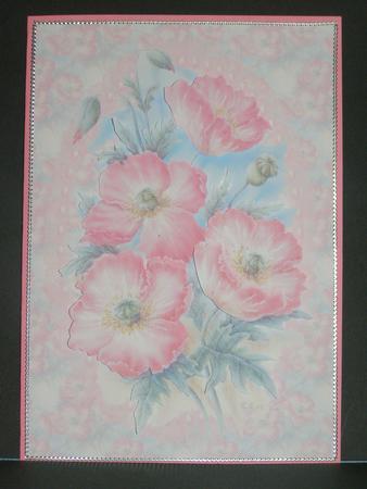 Pink Poppy Card Front and Decoupage by Susan Smith