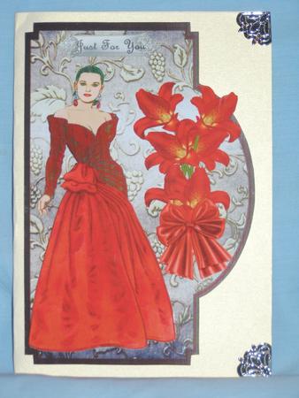 Scallop Elegant Lady in Red with Lillies by Susan Smith