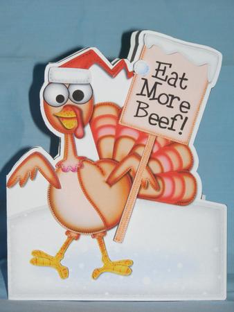 Xmas Percy Turkey Shaped Card with Decoupage by Susan Smith
