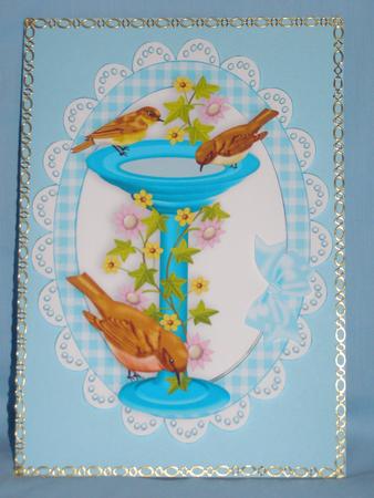 Pretty Bird Baths with Flowers and Birds Toppers by Susan Smith