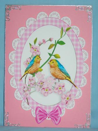 Pretty Pink/purple Floral Toppers with Birds and Bows by Susan Smith