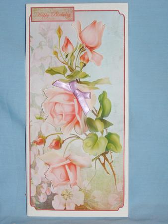 Vintage Rose Dl Card Front with Decoupage by Susan Smith