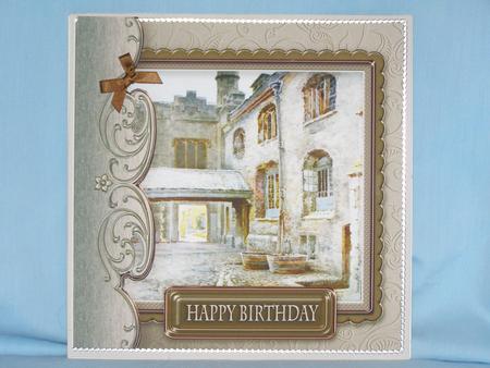 Vintage Building Peterhouse 8in x 8in Decoupage by Susan Smith