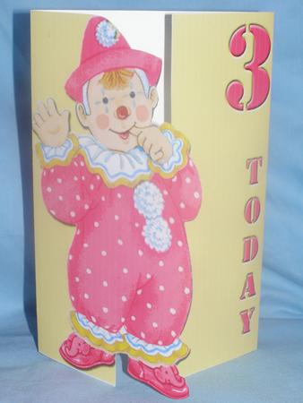 Jolly the Clown Gatefold 3rd Birthday - Pink on Yellow by Susan Smith