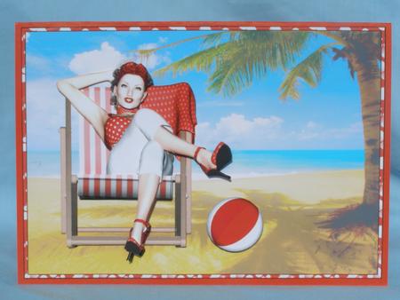 1950's Retro Style Beach Lady Decoupage by Susan Smith