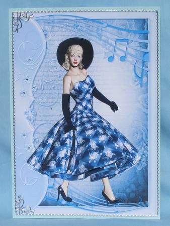 1950's Rock and Roll Beauty in Blues Decoupage by Susan Smith