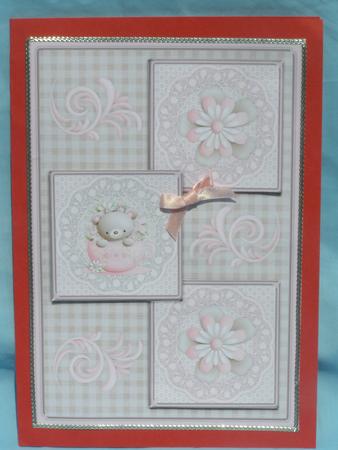 Teddy in a Teacup Three Square Quick Card by Susan Smith
