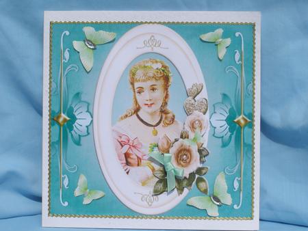 Portrait of Lady in Pearl Rose Frame with Decoupage by Susan Smith