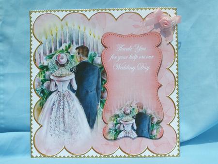 Pink Happy Couple Thanks for Help 8in Scallop Topper by Susan Smith