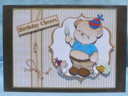 Birthday Cheers Bear Quick Card by Susan Smith