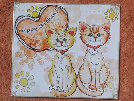 Cute Cat-two Browny Cats-quick Card by Susan Smith